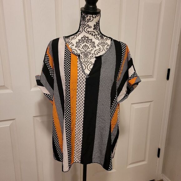 Shein Lune polka dotted striped 1X top - Picture 3 of 7